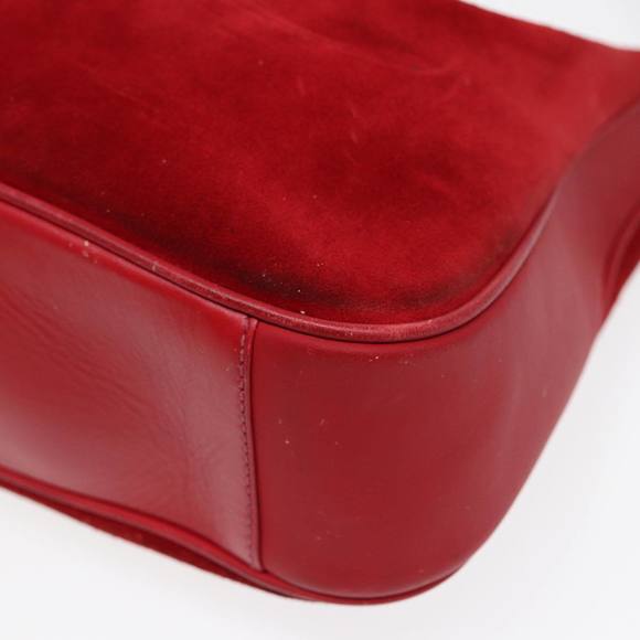 GUCCI Bamboo Shoulder Bag Suede 2way Red Gold 001 2113 1638 Auth 85477 - Picture 9 of 16